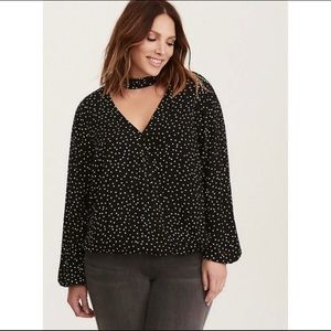 Torrid Polka Dot Loose Wrap Blouse